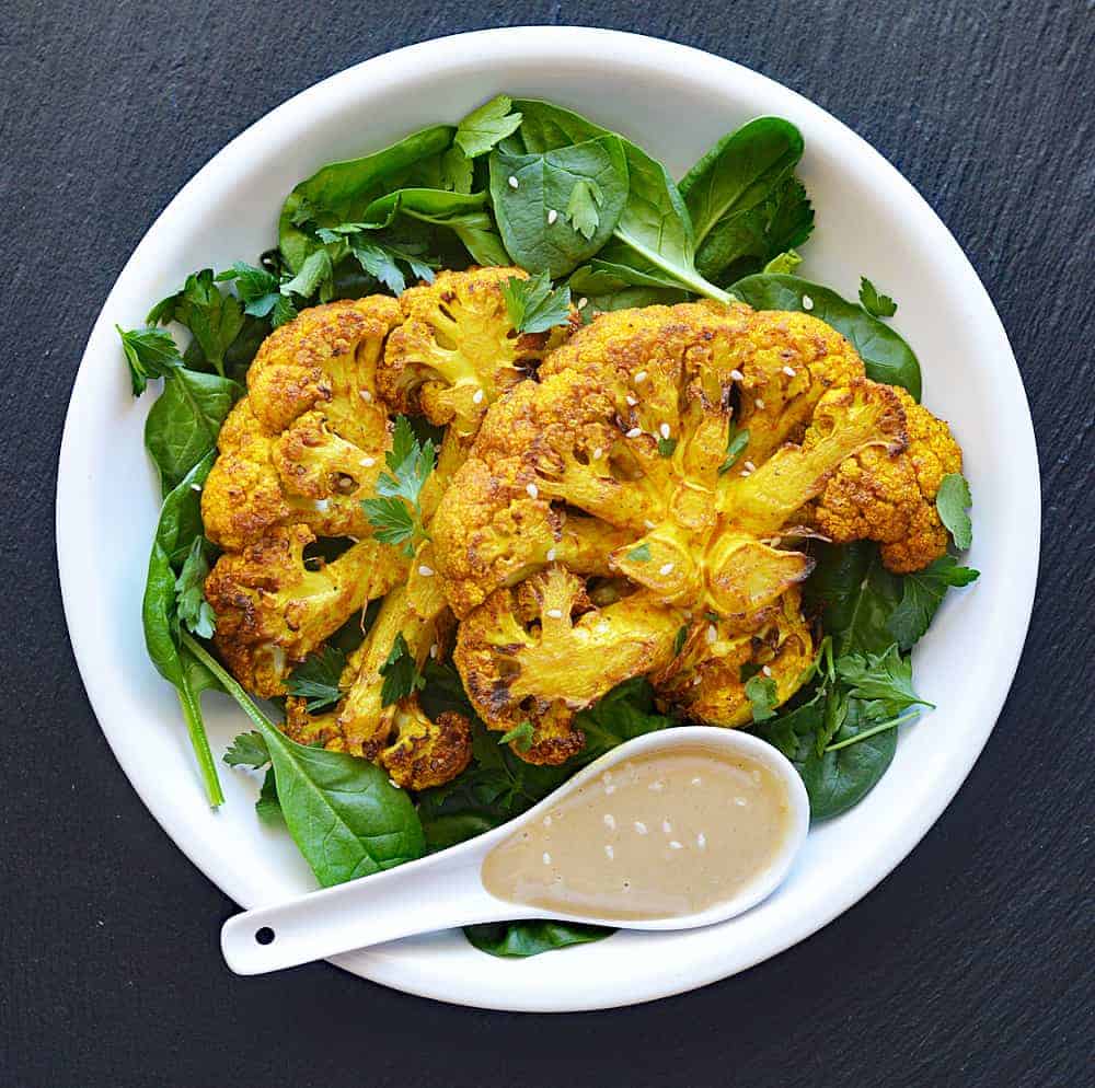 Air Fryer Fried Turmeric Cauliflower Steaks
