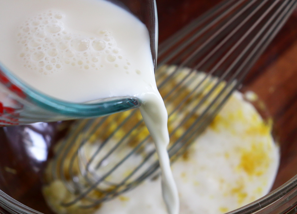 Adding the almond milk mixture