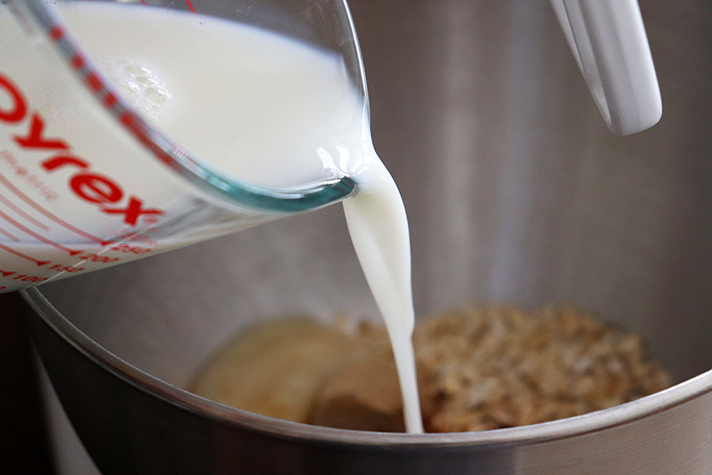Adding almond milk