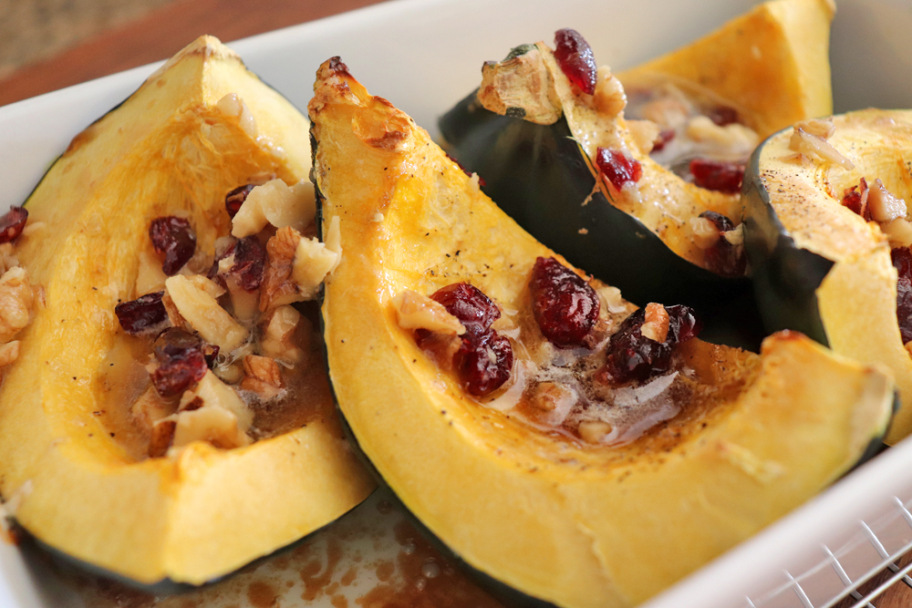 Roasted Acorn Squash with Walnuts and Cranberries HERO