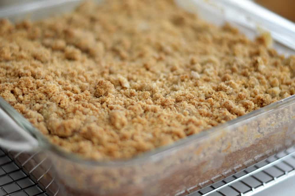 Baked Apple Crumb Cake with Powdered Sugar Glaze