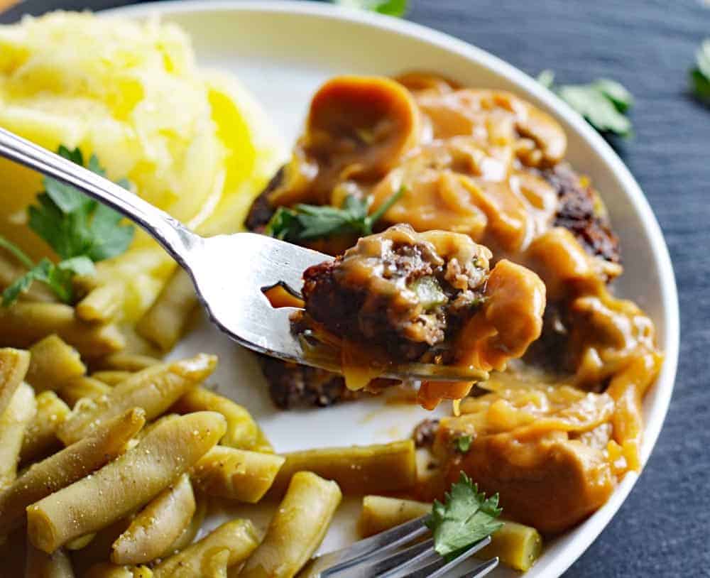 Vegan Hamburger Steaks with Onion Mushroom Gravy