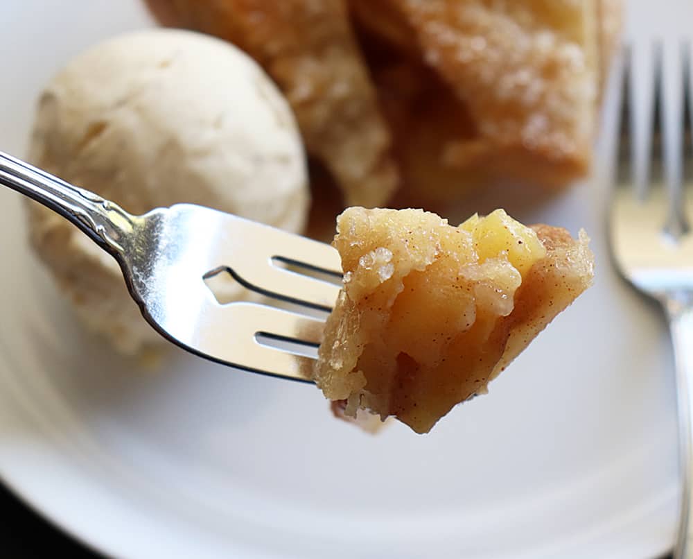 Bite shot of apple pie