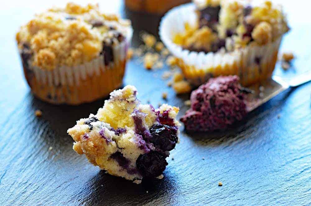 Vegan Blueberry Lemon Streusel Muffins with Blueberry Butter