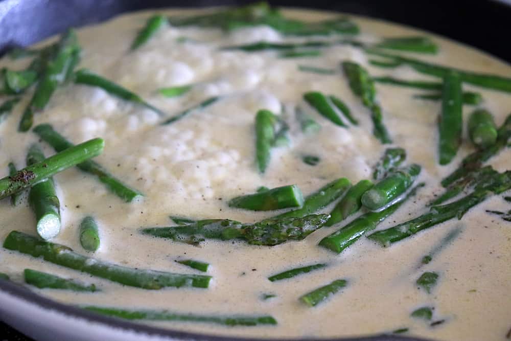 Bringing the coconut cream to a boil