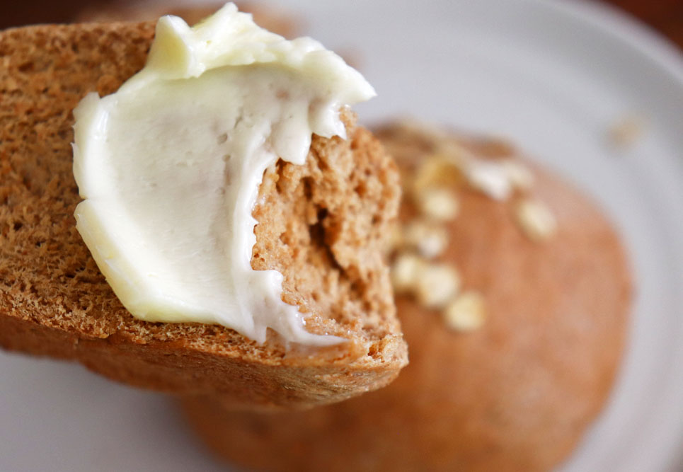 Vegan Margarine on Vegan Honey Wheat Rolls