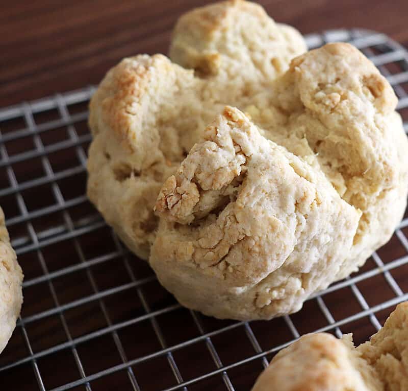 Close up of a mini Irish Soda Bread on a wire rack