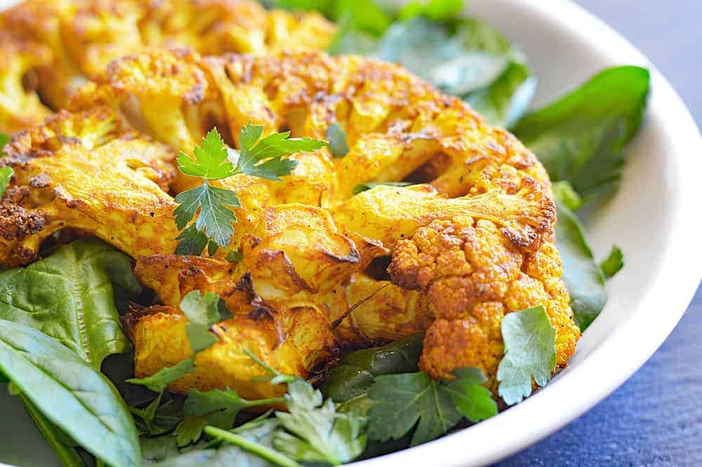 Air Fryer Fried Turmeric Cauliflower Steaks