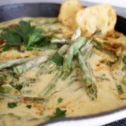 Close up of Asparagus with Cream Sauce