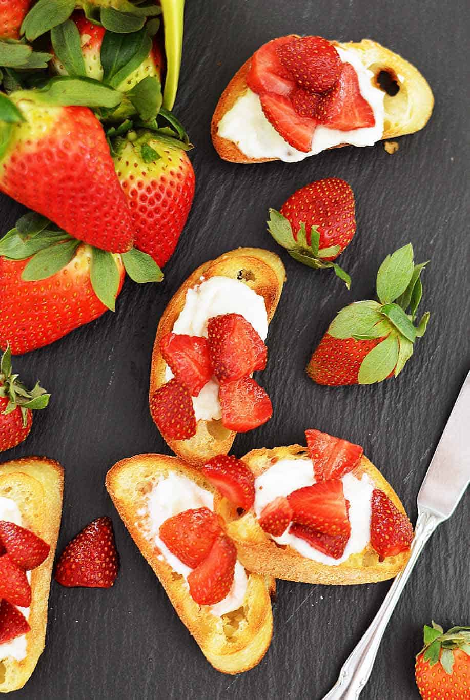 Strawberry Crostini with Whipped Vegan Ricotta