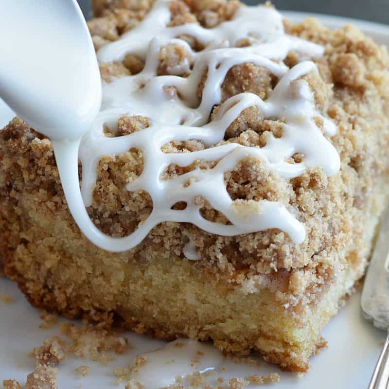 Final picture of Apple Crumb Cake with Powdered Sugar Glaze