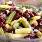 Three Bean Salad in a Glass Bowl