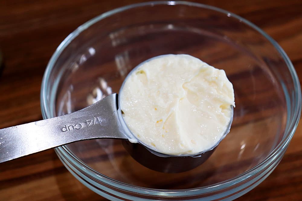 Mayonnaise in a measuring cup