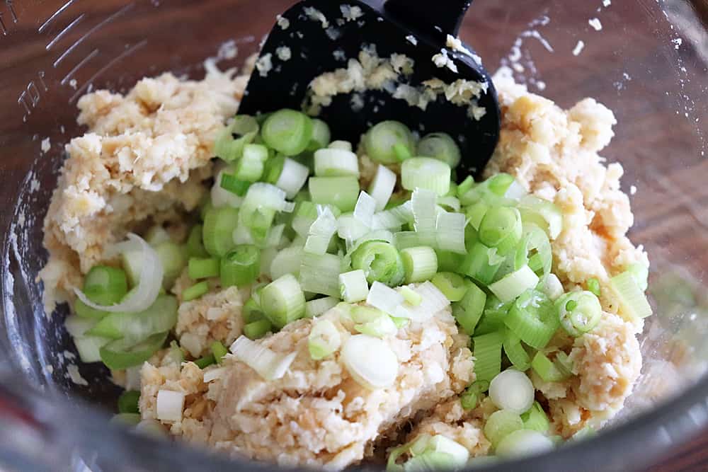 Adding celery and green onions to food processor