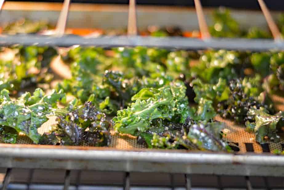 Baking the Everything But The Bagel Kale Chips