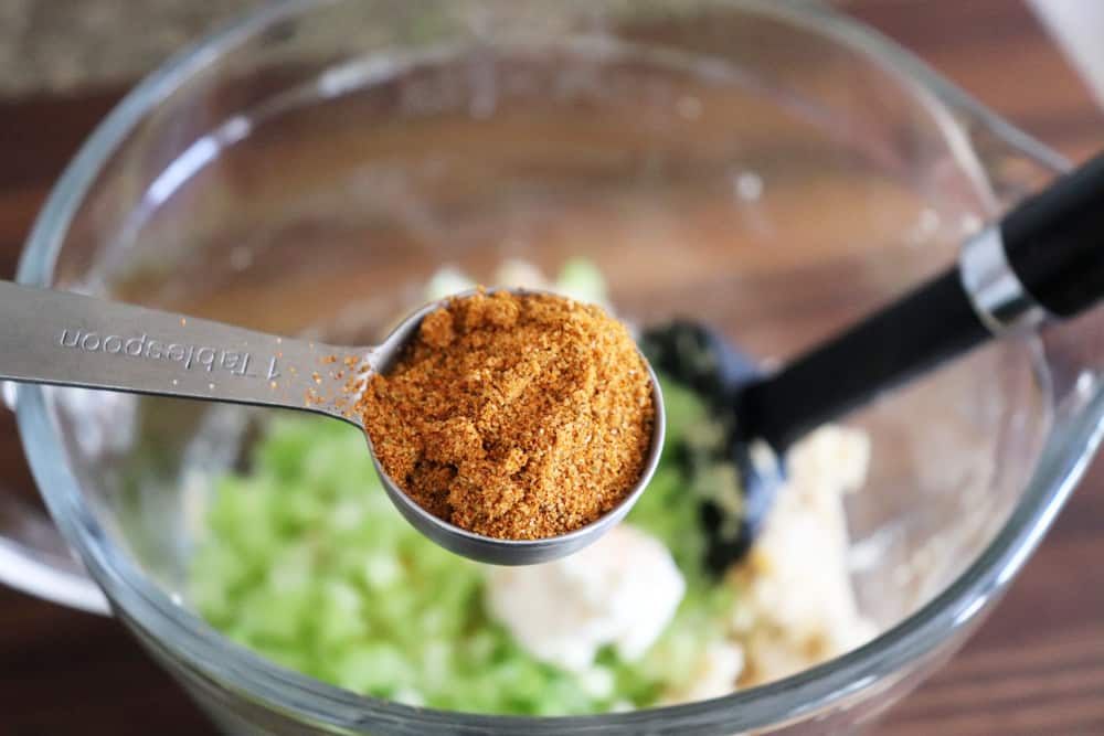 Adding Old Bay to mixture