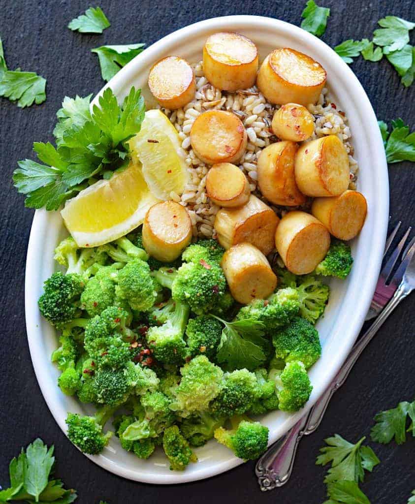 Vegan Maple Glazed King Oyster Mushroom "Scallops"