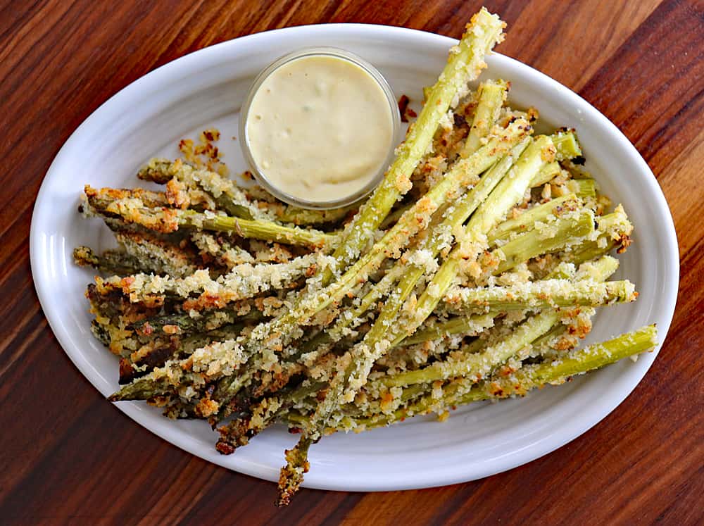 Overhead Panko Roasted Asparagus