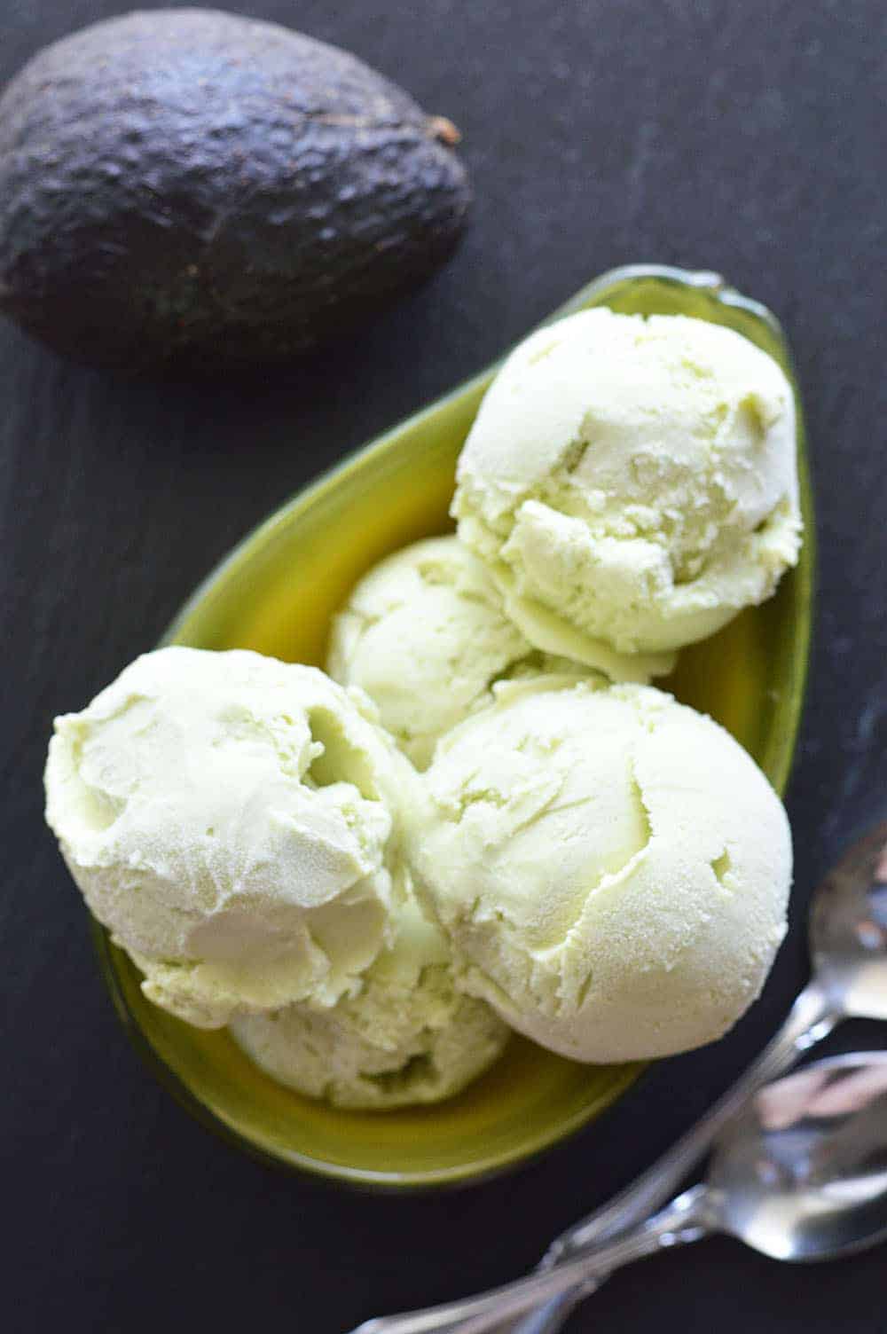 Overhead of Vegan Avocado Ice Cream Recipe