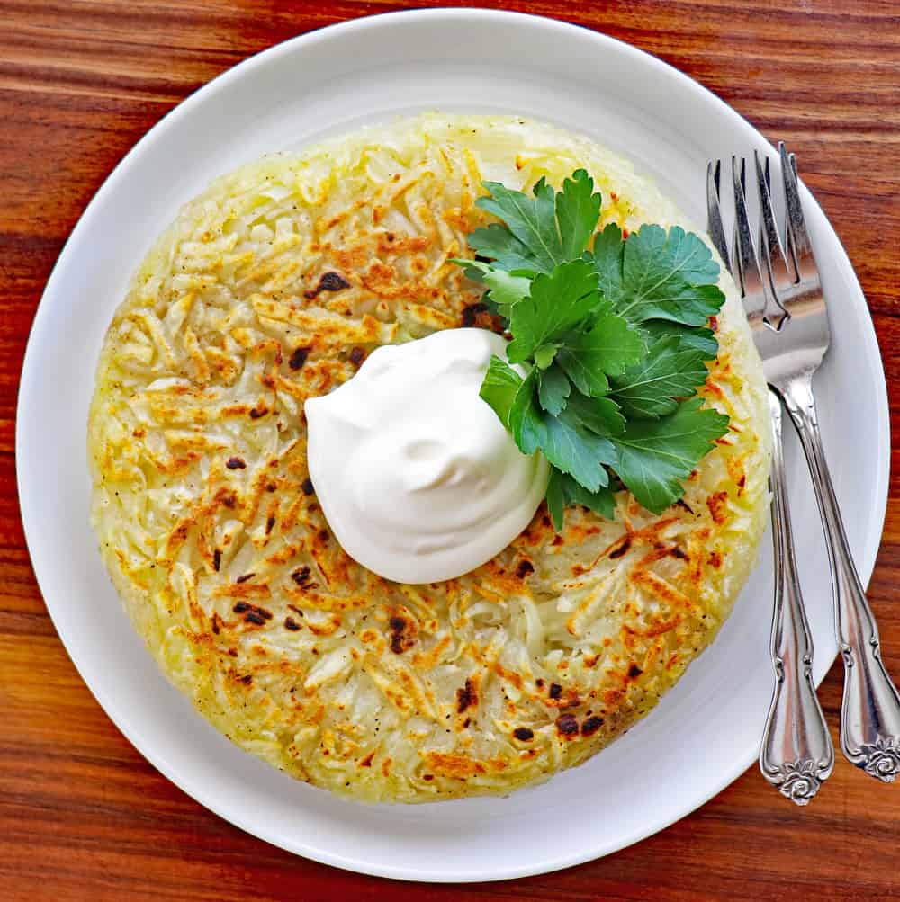 Overhead for Crispy Vegan Skillet Hash Browns