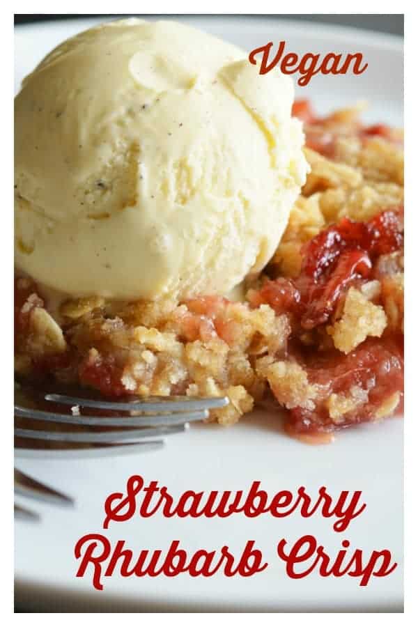 Vegan Strawberry Rhubarb Crisp Recipe PINTEREST IMAGE