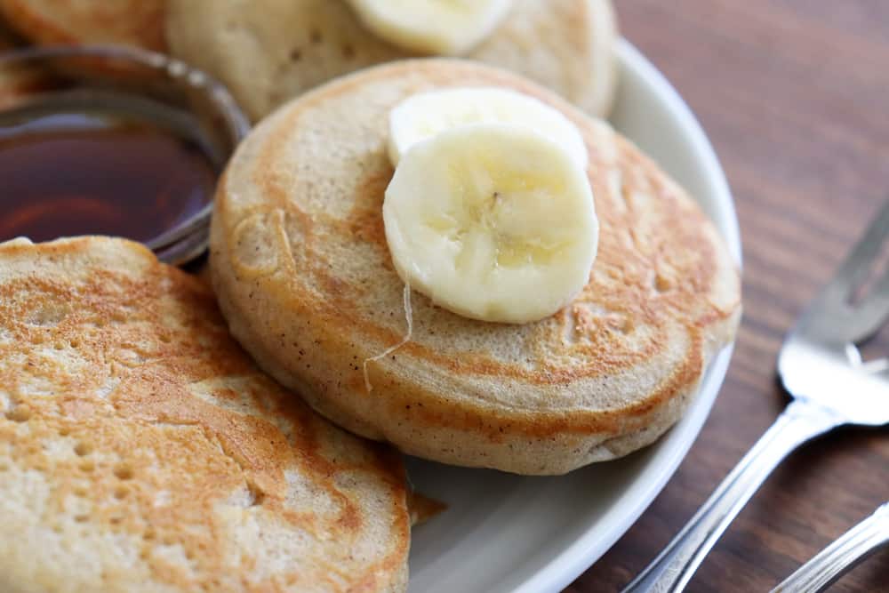 Light and Fluffy Vegan Banana Pancakes Hero Shot