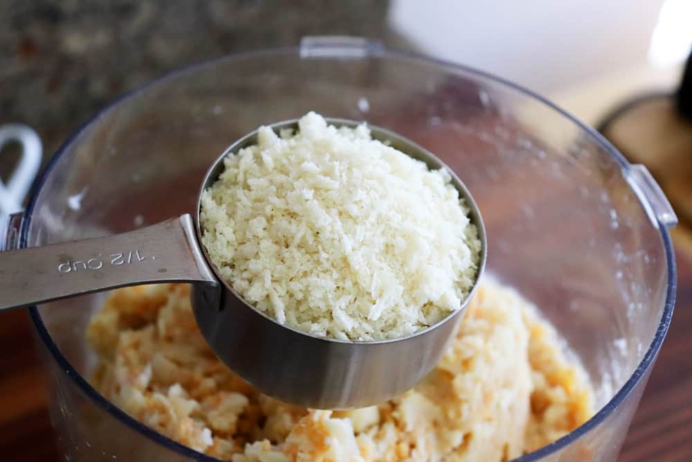 Adding panko to the food processor