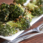 plated Vegan Parmesan Roasted Broccoli