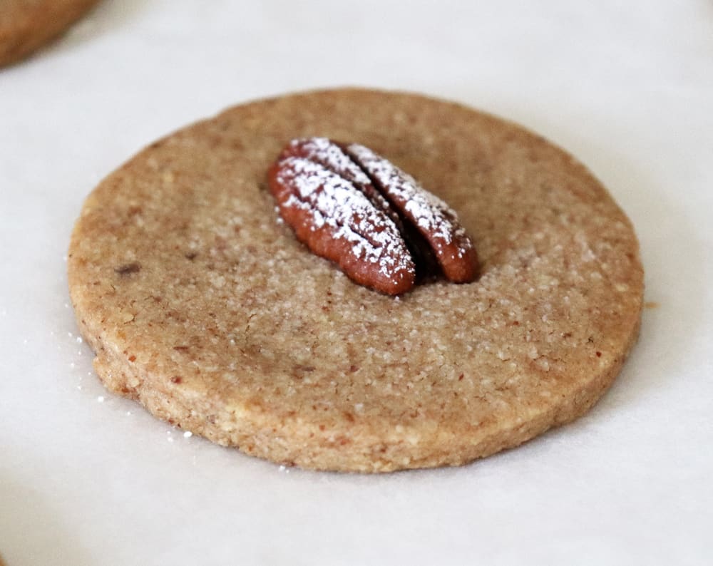 Close up of finished Vegan Pecan Sandies