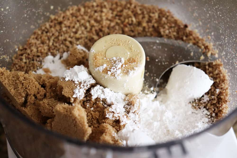 Adding sugars, flour and salt to processor