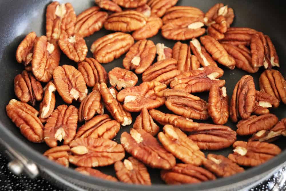 Roasting pecans in a saute pan