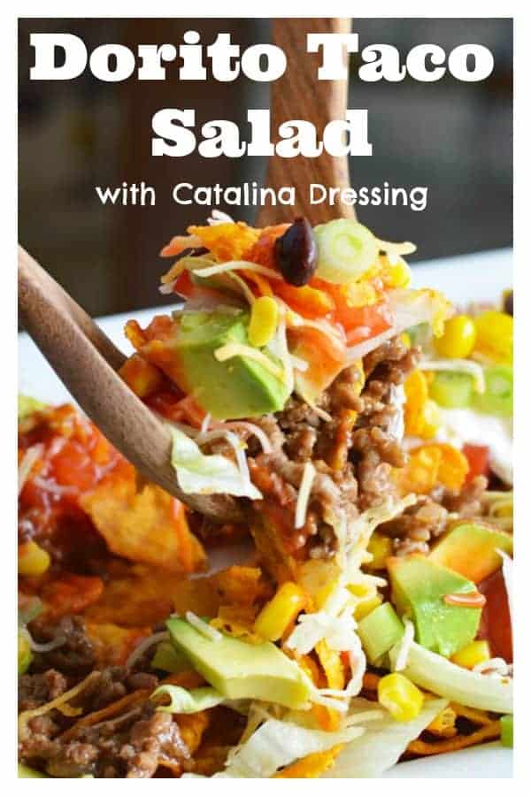 You will love this Vegan Dorito Taco Salad Recipe with Catalina Dressing! Did you know that the Spice Sweet Chili Doritos are accidentally vegan? Combined with our homemade Catalina Dressing and vegan sour cream, you get that salty/sweet combination that I absolutely live for! Get the full recipe here ---> /vegan-dorito-taco-salad-recipe-with-catalina-dressing/ #vegan #vegetarian #doritos #sweetspicychili #doritostacosalad #doritotacosaladrecipe #nachosalad #nachos 