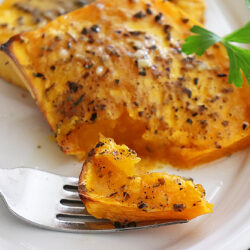 Plated Garlic Butter Butternut Squash "Steaks"