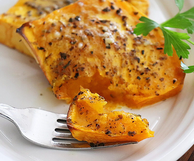 Plated Garlic Butter Butternut Squash "Steaks"