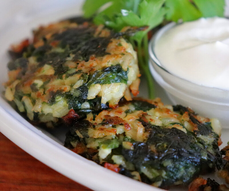Vegan Spinach and Brown Rice Cakes Hero Shot