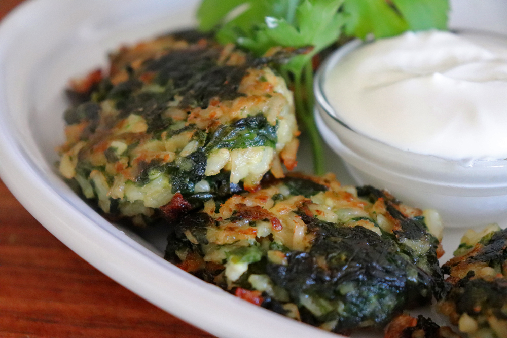 Vegan Spinach and Brown Rice Cakes Hero Shot