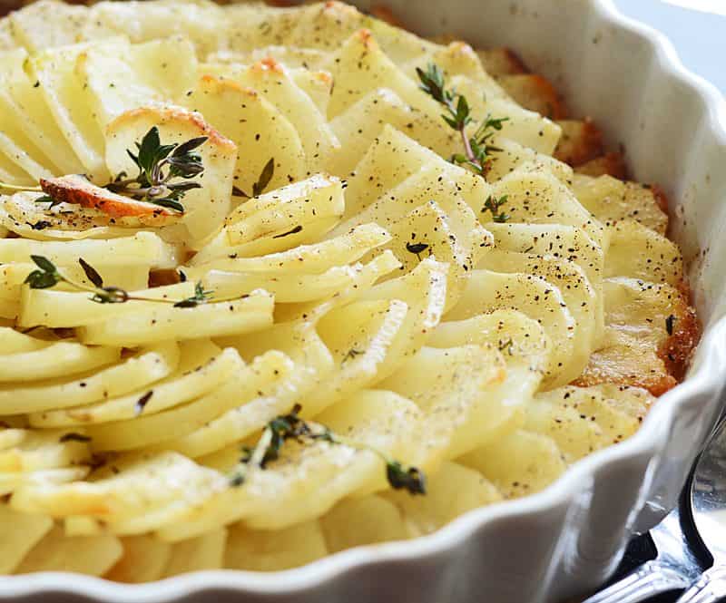 Close up of Easy Roasted Potato Gratin