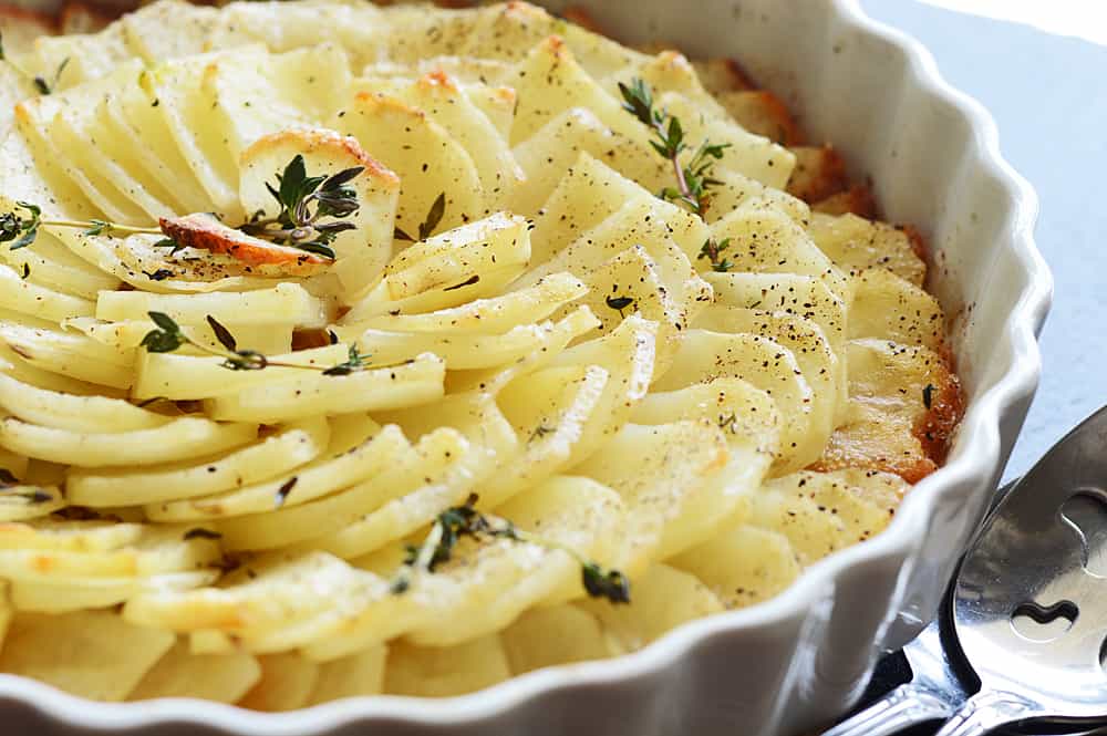 Close up of Easy Roasted Potato Gratin