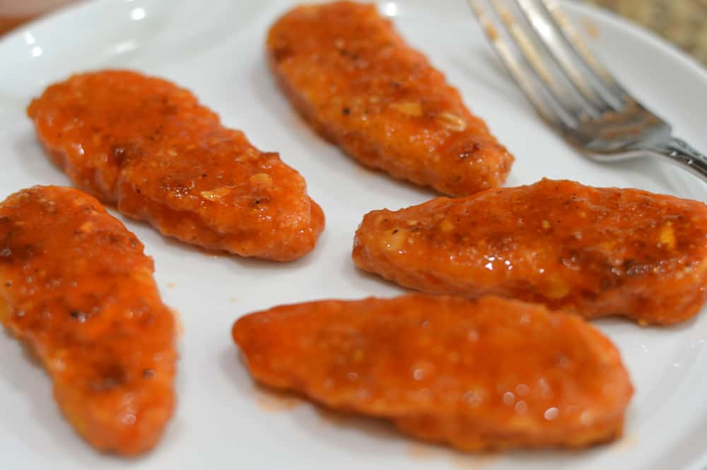 Crispy Tenders Coated with Buffalo Sauce for Vegan Buffalo Crispy Tender Roll Ups
