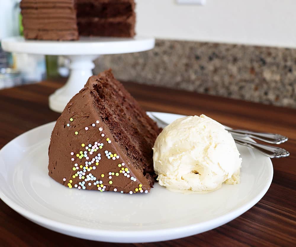 Slice of Vegan Chocolate Mayonnaise Cake