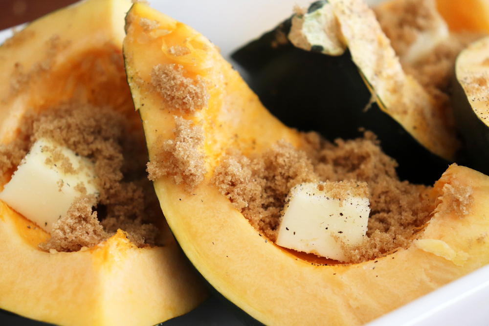 Vegan butter and sugar on squash