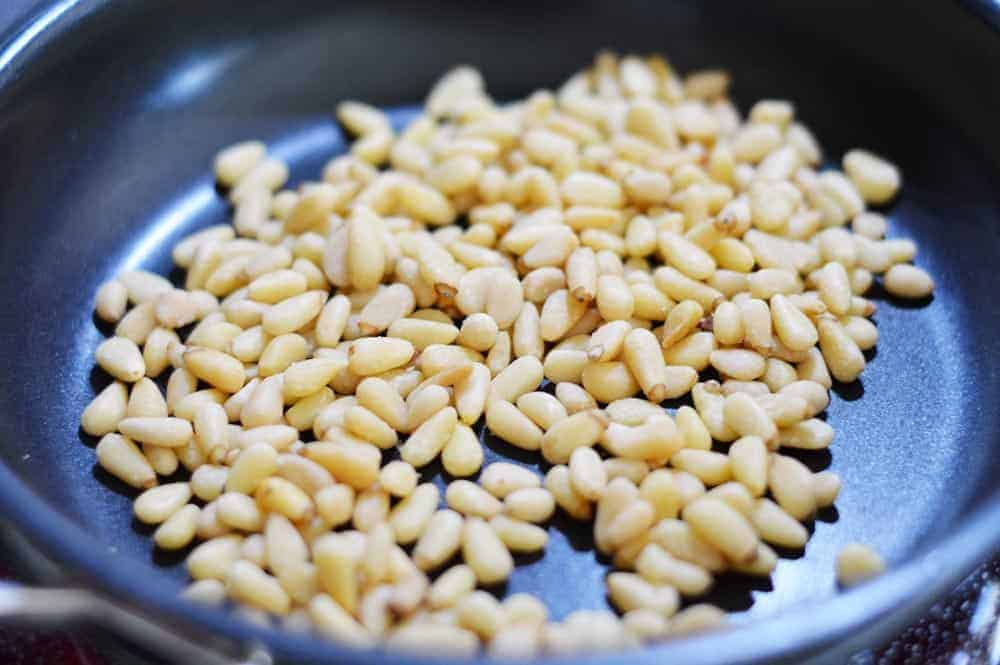toasting pine nuts