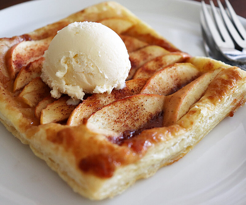 Vegan Puff Pastry Cinnamon Apple Tart Close Up