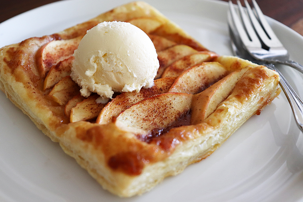 Vegan Puff Pastry Cinnamon Apple Tart Close Up