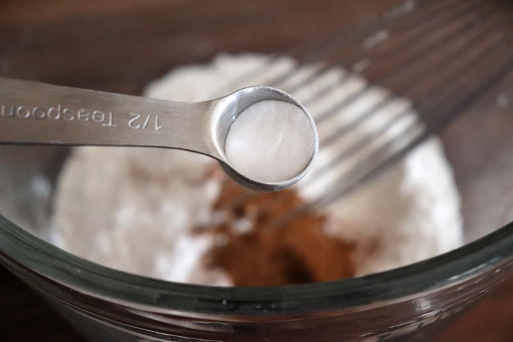 Adding baking soda to the flour mixture