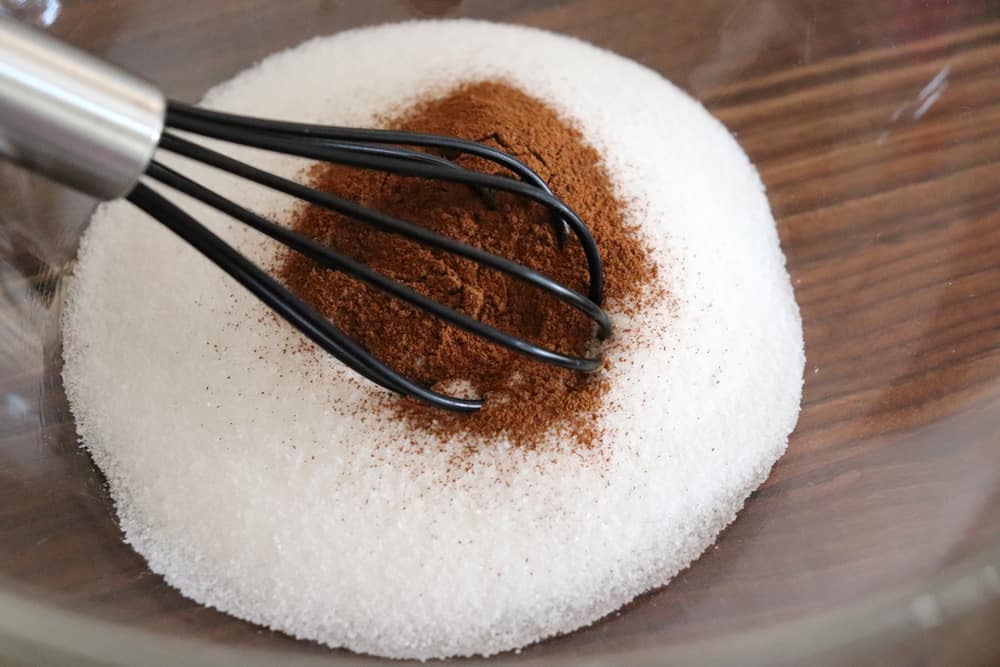 Whisking cinnamon sugar