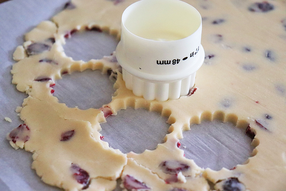 Cut with biscuit cutter