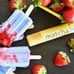 Roasted Strawberry & Blue Matcha Popsicles