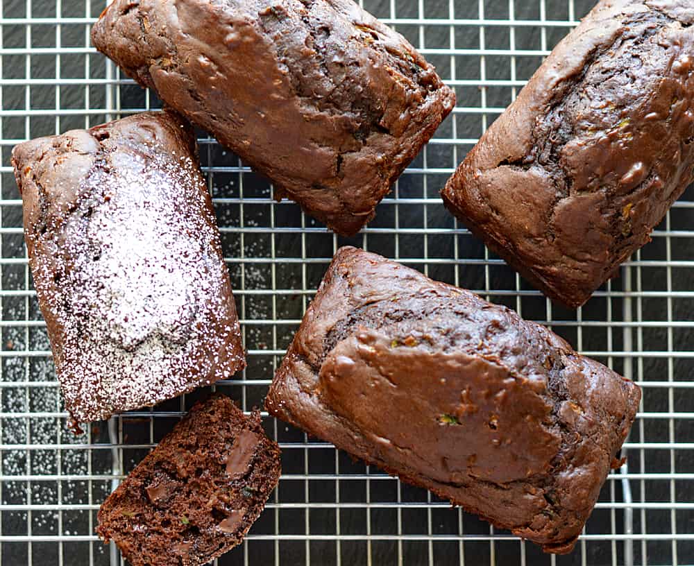 Vegan Chocolate Zucchini Bread Overhead